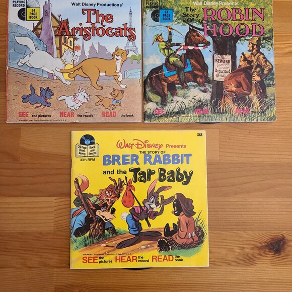 9 Vintage Disney See Hear Read Along Books & Vinyl Records - Picture 6 of 7